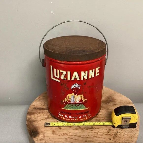 🔴 Vintage - Antique? - Luzianne Coffee And Chicory Tin w/ Lid - Collectible - Picture 14 of 16